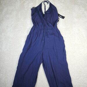 NWT's Lulus Women's Jumpsuit Halter Neck Sleeveless Jogger‎ Leg Navy Blue Size S